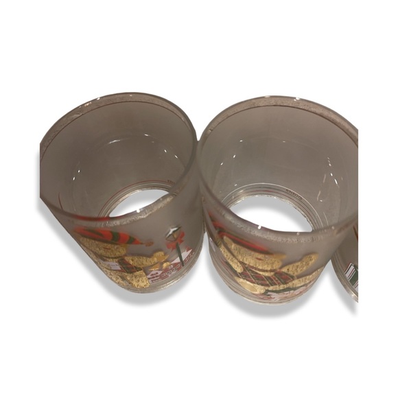 Culver Rocks Set of 4 Christmas Bear: High Ball Glasses: Frosted: 22 KT Gold Rim - Picture 8 of 8